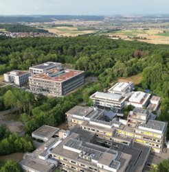 2023: The UMR Biology Department (front), MPI-TM (white buidings) and SYNMIKRO (left).