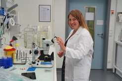 Um Katharina Höfer im Labor zu halten, braucht es keinen molekularen Klebstoff! Sie ist begeistert von der Vielfalt der RNA.