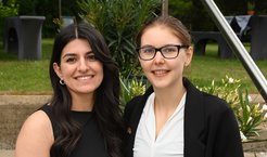Dr. Hannah Jeckel (links) und Dr. Nadya Abbood (rechts) wurden von der Max-Planck-Gesellschaft mit der Otto-Hahn-Medaille ausgezeichnet