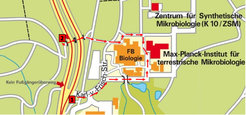 Bus stops "Botanischer Garten" next to the Max Planck Institute.