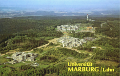 Die Universitätsgebäude auf den Marburger Lahnbergen, vor dem Bau des MPI